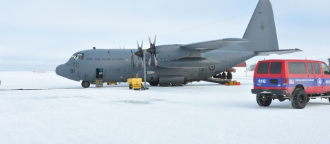 New Zealand Royal Air Force LC-130 cargo plane